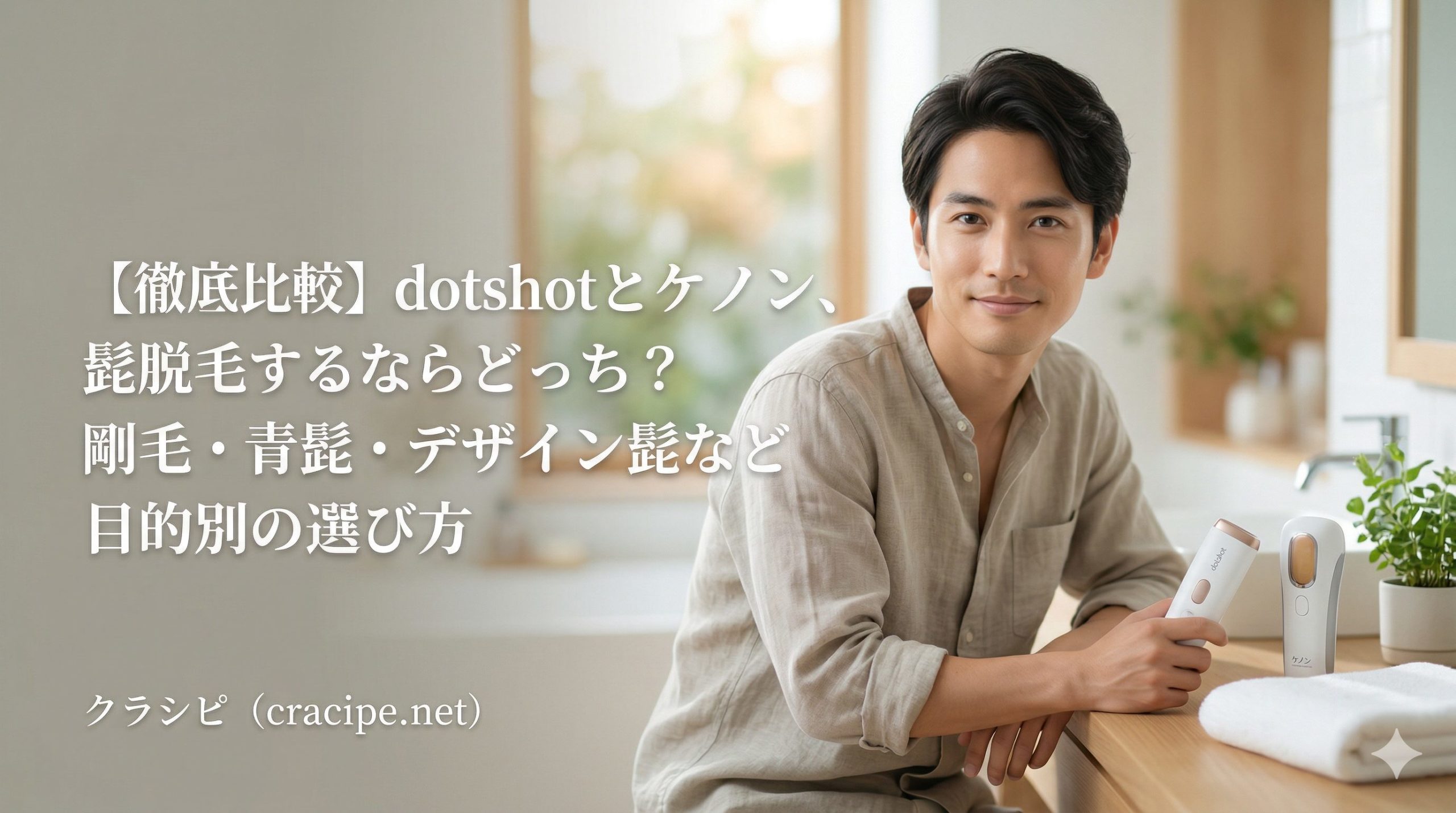 【徹底比較】dotshotとケノン、髭脱毛するならどっち?剛毛・青髭・デザイン髭など目的別の選び方